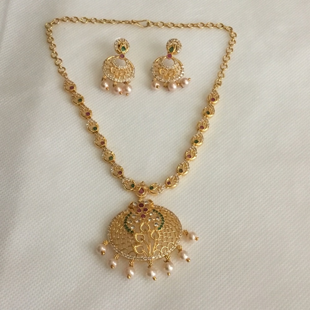 Gold-Tone Pearl Drop Necklace & Earrings Set - Women Jewelry